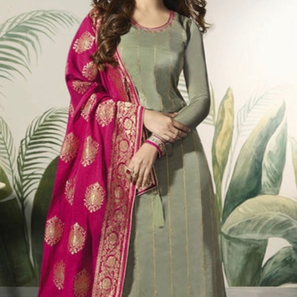Light Green Georgette Palazzo Salwar Kameez